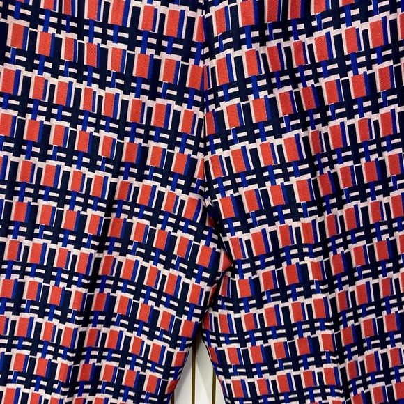 Piazza Sempione Audrey Print Crop Tapered Pants Pink & Navy Blue Size US 10 - Picture 6 of 11